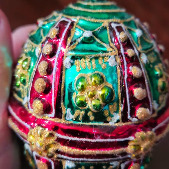 RARE CHRISTOPHER RADKO GOLD RED FABERGE EGG SAKS 5th AVE CHRISTMAS ORNAMENT - Picture 11 of 12